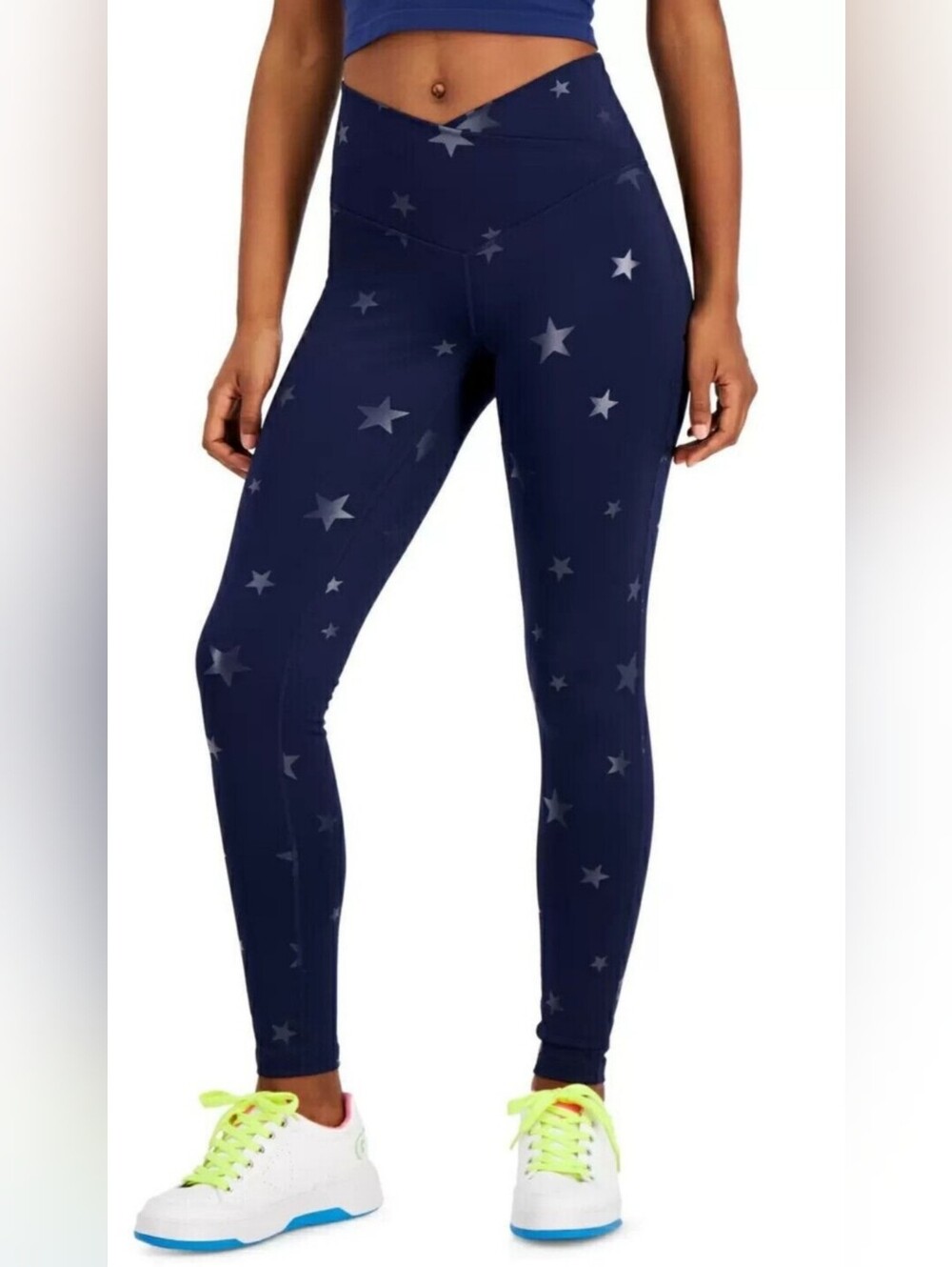 NWT!Yoga Athleisure High Rise Metallic Star Pilates Women's Workout Leggings XS